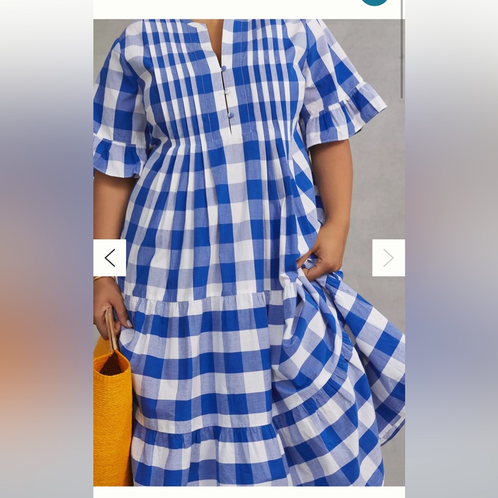 Anthropologie Whit Two Gingham Midi Dress